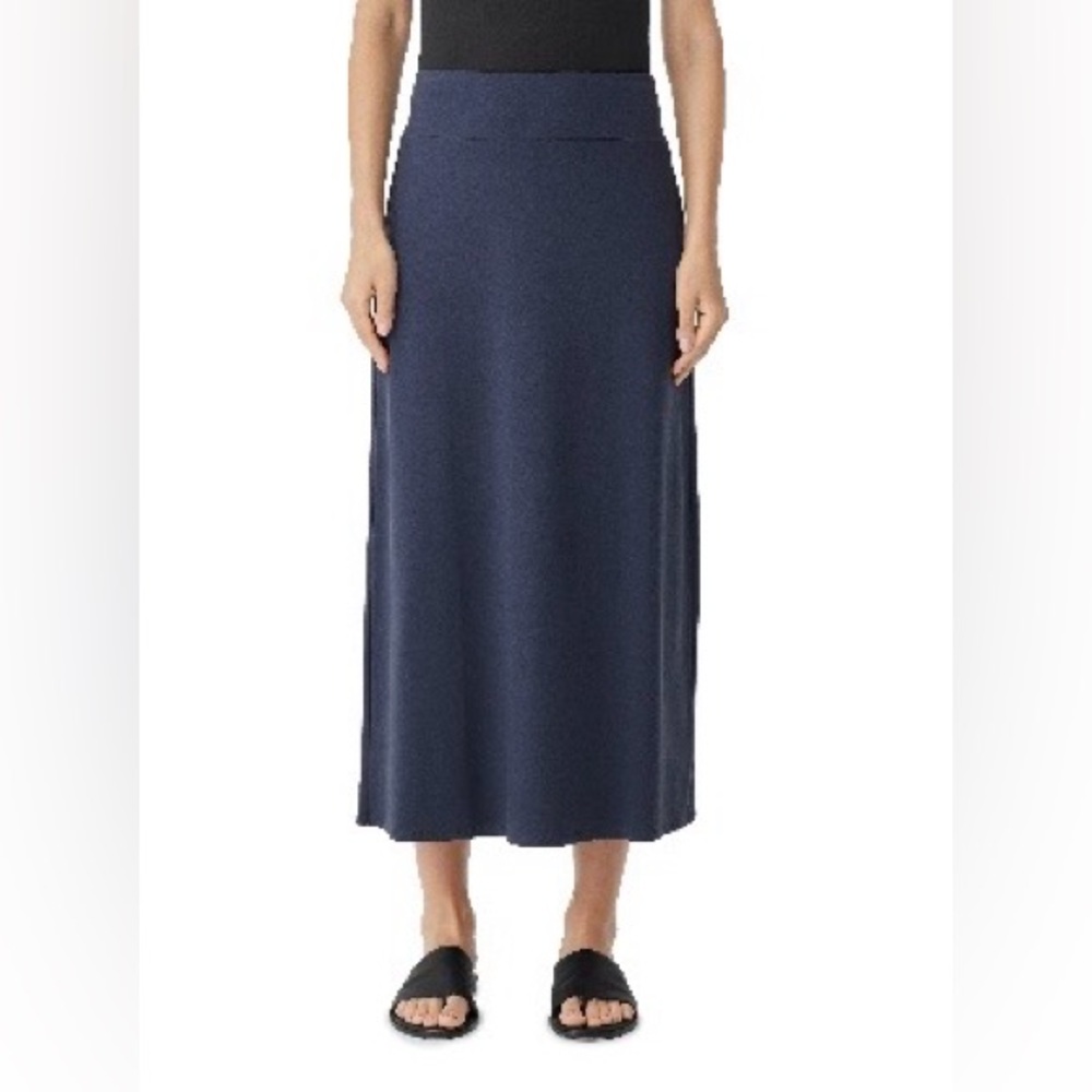 Eileen Fisher Blue Tencel Jersey A-Line Skirt - Large (Size 14-16) - Like New